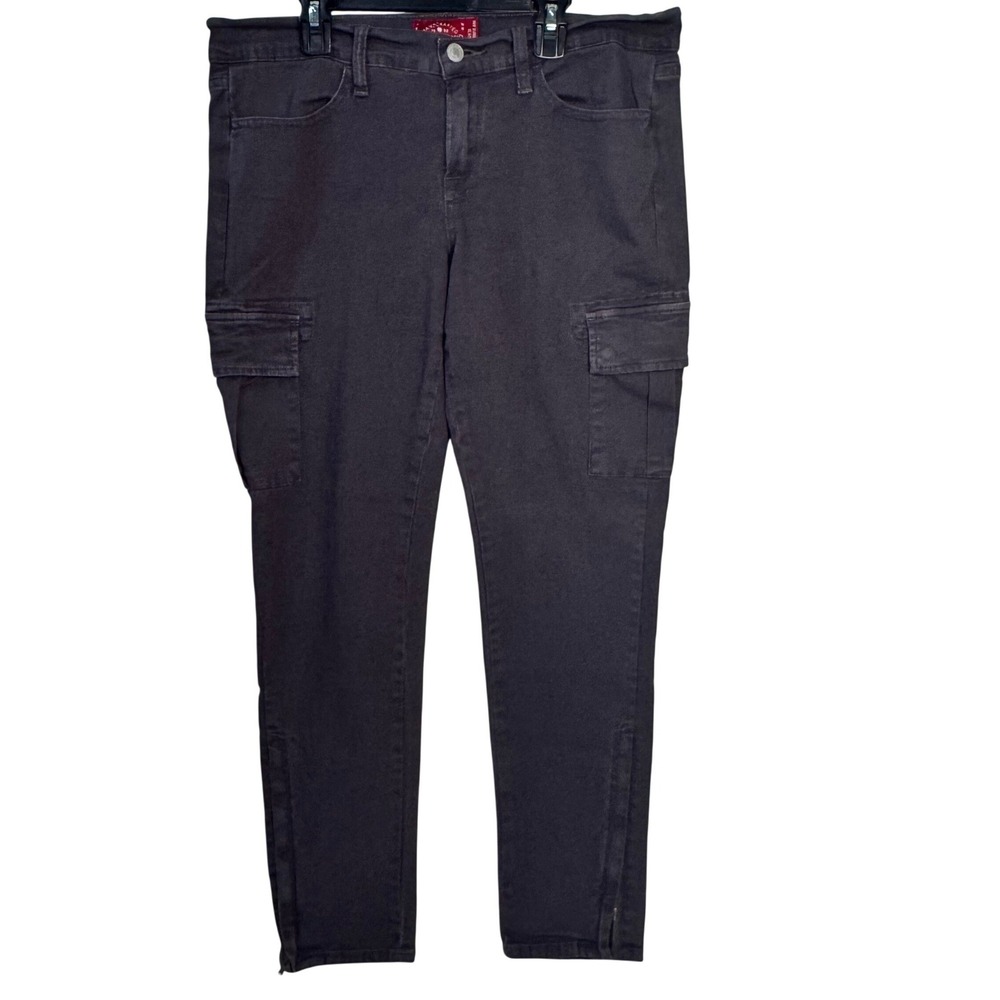 Lucky Brand‎ Charlie Skinny Cargo Jeans Charcoal Gray Zipper Moto 12/31 Utility